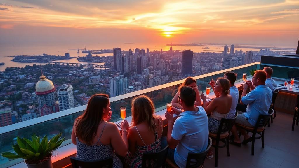 Rooftop bar sunset